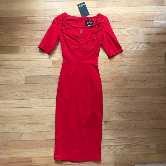 Collwctif NWT“Trixie” red wiggle dress size XS - Picture 2 of 6